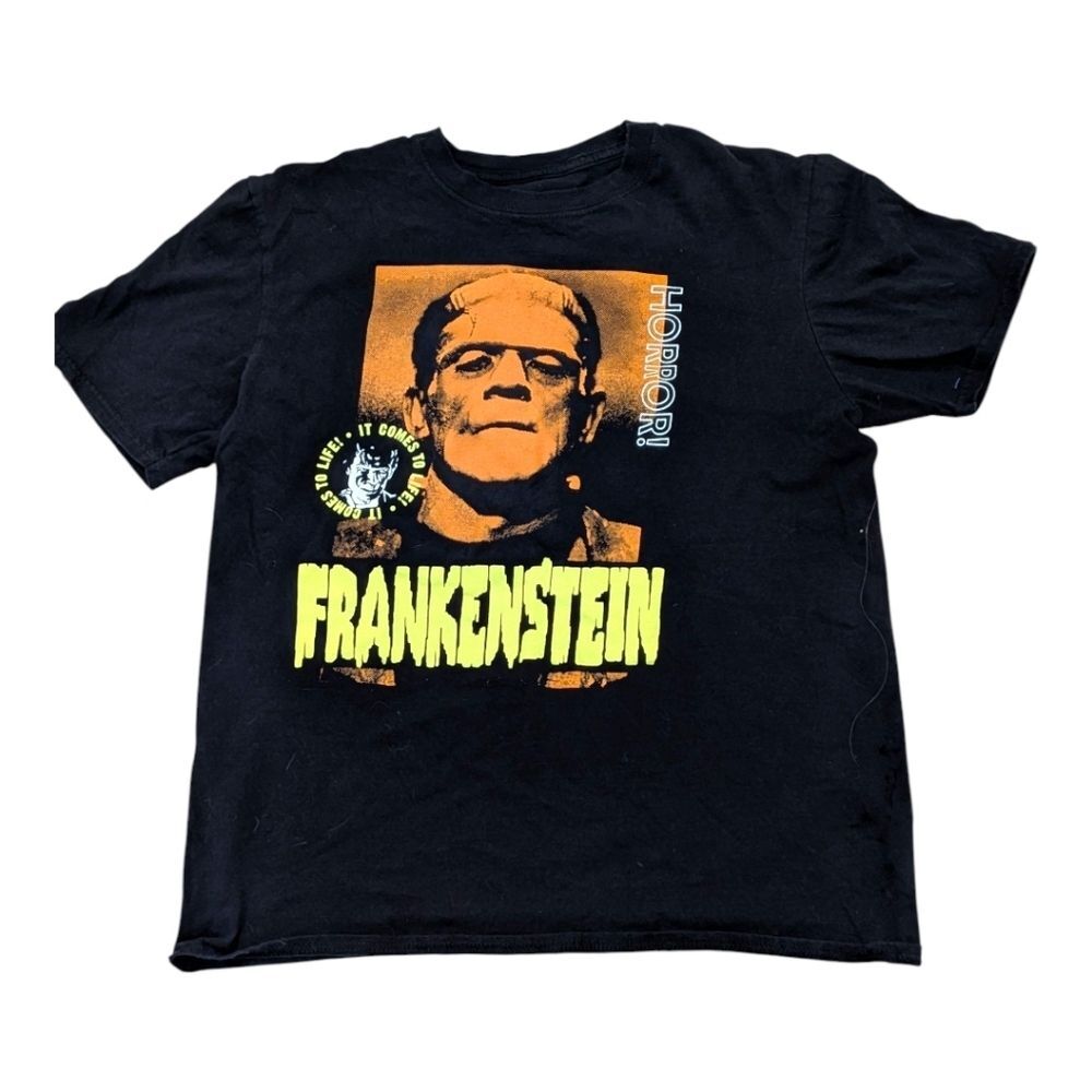 Frankenstein Horror Halloween Tee Universal Monsters Black Graphic Shirt M